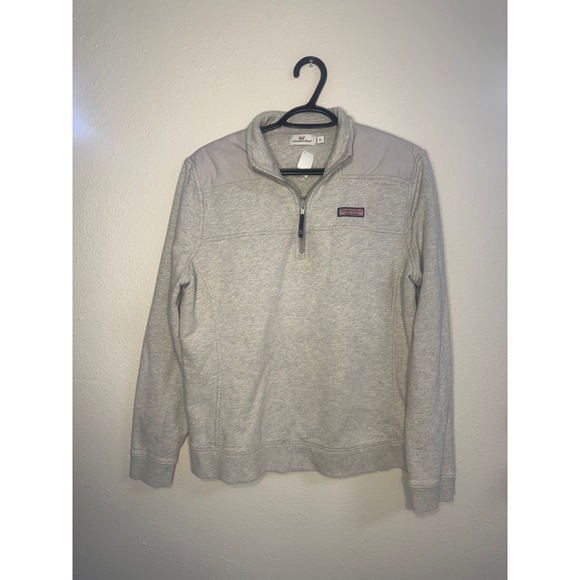 Vineyard Vines Sweaters - Vineyard Vines Womens XL Gray Quarter Zip Pullover Canvas Shoulder Patch Sweater